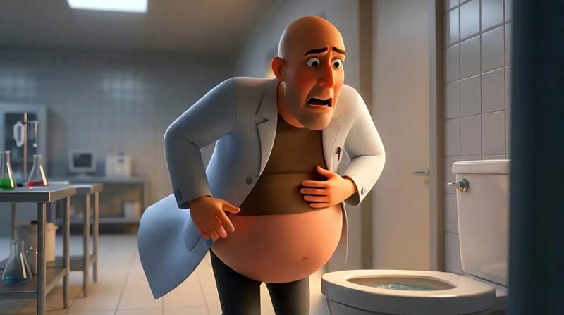 3D medical visualization of bladder nerve damage and kidney backflow science.